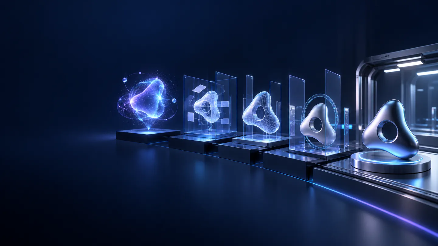 An idea progresses through discovery, prototyping and evaluation into a dependable digital product.